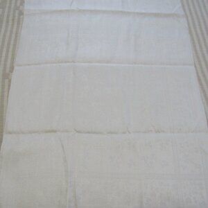 Irish Linen with embossed shamrocks 65x 21" tablecloth runner vintage EUC